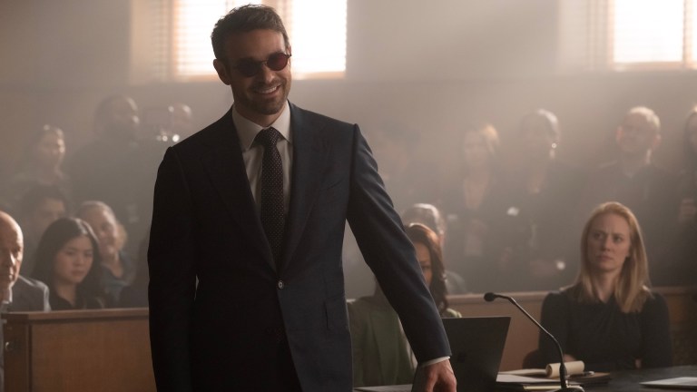 L-R: Matt Murdock / Daredevil (Charlie Cox) and Karen Page (Deborah Ann Woll) in Marvel Television's DAREDEVIL: BORN AGAIN SEASON 2, exclusively on Disney+. Photo by Jojo Whilden. © 2026 MARVEL.