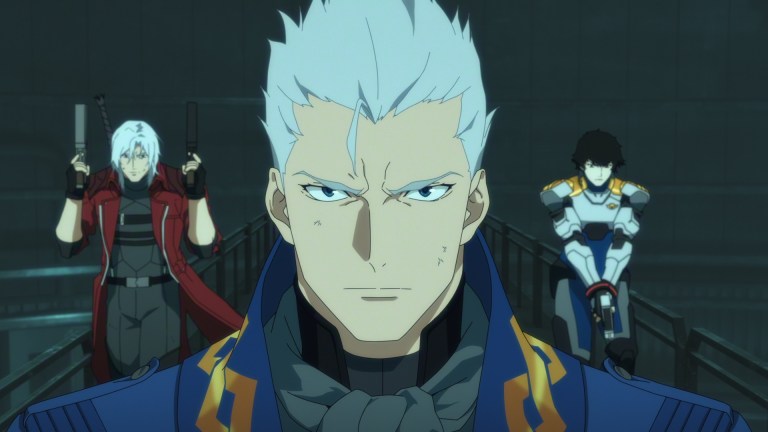 Devil May Cry S2. (L to R) Johnny Yong Bosch as Dante, Robbie Daymond as Vergil and Scout Taylor-Compton as Lady in Devil May Cry S2. Cr. Courtesy of Netflix © 2026