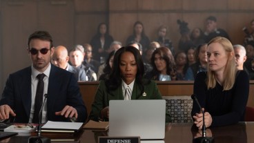L-R: Matt Murdock / Daredevil (Charlie Cox), Kirsten McDuffie (Nikki M. James) and Karen Page (Deborah Ann Woll) in Marvel Television's DAREDEVIL: BORN AGAIN, exclusively on Disney+. Photo by Jojo Whilden. © 2025 MARVEL.