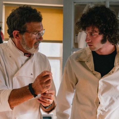 Antonio Banderas and Dominic Sessa in Tony