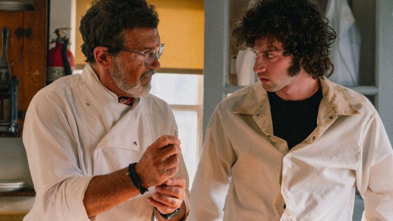 Antonio Banderas and Dominic Sessa in Tony