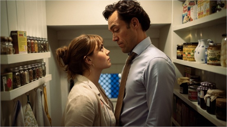 Alex Hassell and Bella Maclean in Rivals Season 2