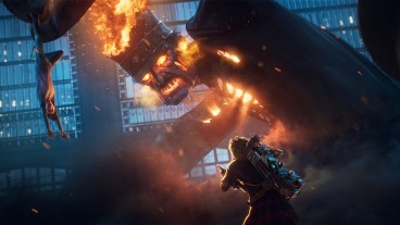 A ghostbuster battles a giant demonic train conductor in Ghostbusters: Night Shift - Cr: Sony Pictures Animation ©2026