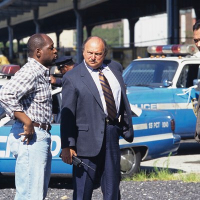 UNITED STATES - NOVEMBER 18: NYPD BLUE - "Sheedy Dealings" - Season Five - 11/18/97, Sipowicz (Dennis Franz) and Simone (Jimmy Smits) investigate the murder of two roommates., (Photo by Michael Ginsberg/Disney General Entertainment Content via Getty Images)