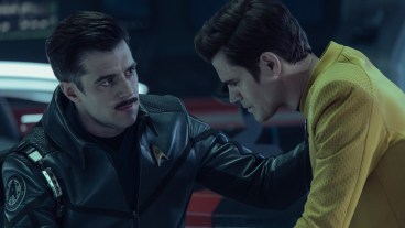 (L-R): Dan Jeannotte as Sam Kirk and Paul Wesley as James T. Kirk in season 4, episode 2, of Star Trek: Strange New Worlds streaming on Paramount+, 2026. Photo Credit: Jan Thijs/Paramount+