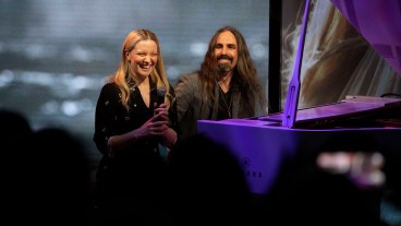 Bear McCreary and Morfydd Clark at The Lord of the Rings: The Rings of Power FYC Prime Experience at Citizen News in Hollywood, CA on Sunday, May 7, 2023