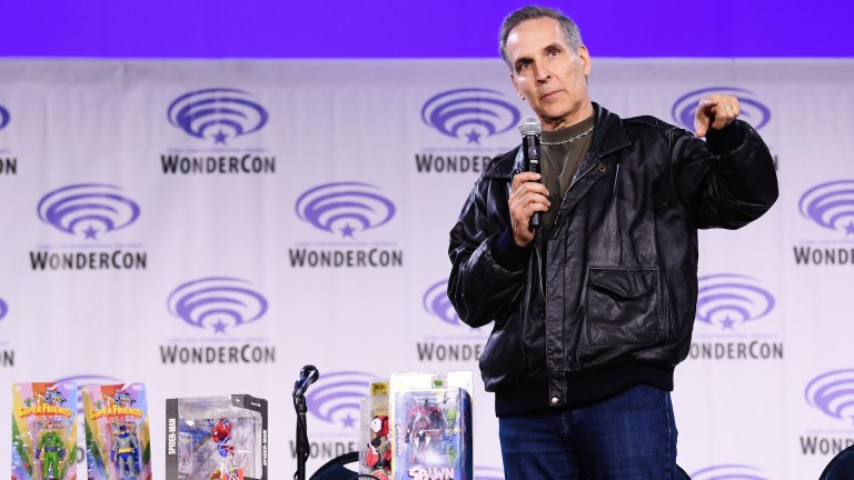 ANAHEIM, CALIFORNIA - MARCH 28: Todd McFarlane speaks during the Inside the McFarlane Toys Multiverse panel at WonderCon 2025 at Anaheim Convention Center on March 28, 2025 in Anaheim, California. (Photo by Chelsea Guglielmino/WireImage)