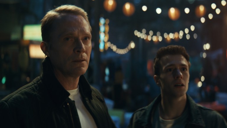 (L - R) Paul Bettany and Ruaridh Mollica in VisionQuest exclusively on Disney+. Photo courtesy of Marvel. © 2026 Marvel. All Rights Reserved.