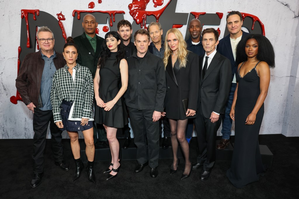 Eric Stonestreet, Kadia Saraf, Bokeem Woodbine, Krysten Ritter, Jack Alcott, Michael C. Hall, James Remar, Uma Thurman, Ntare Mwine, Desmond Harrington, Dominic Fumusa and Nona Parker Johnson attend the Paramount+ Dexter: Resurrection S2 Premiere on Thursday, Oct. 8, 2026 in New York. Photo Credit: Todd Williamson/JanuaryImages for Paramount+